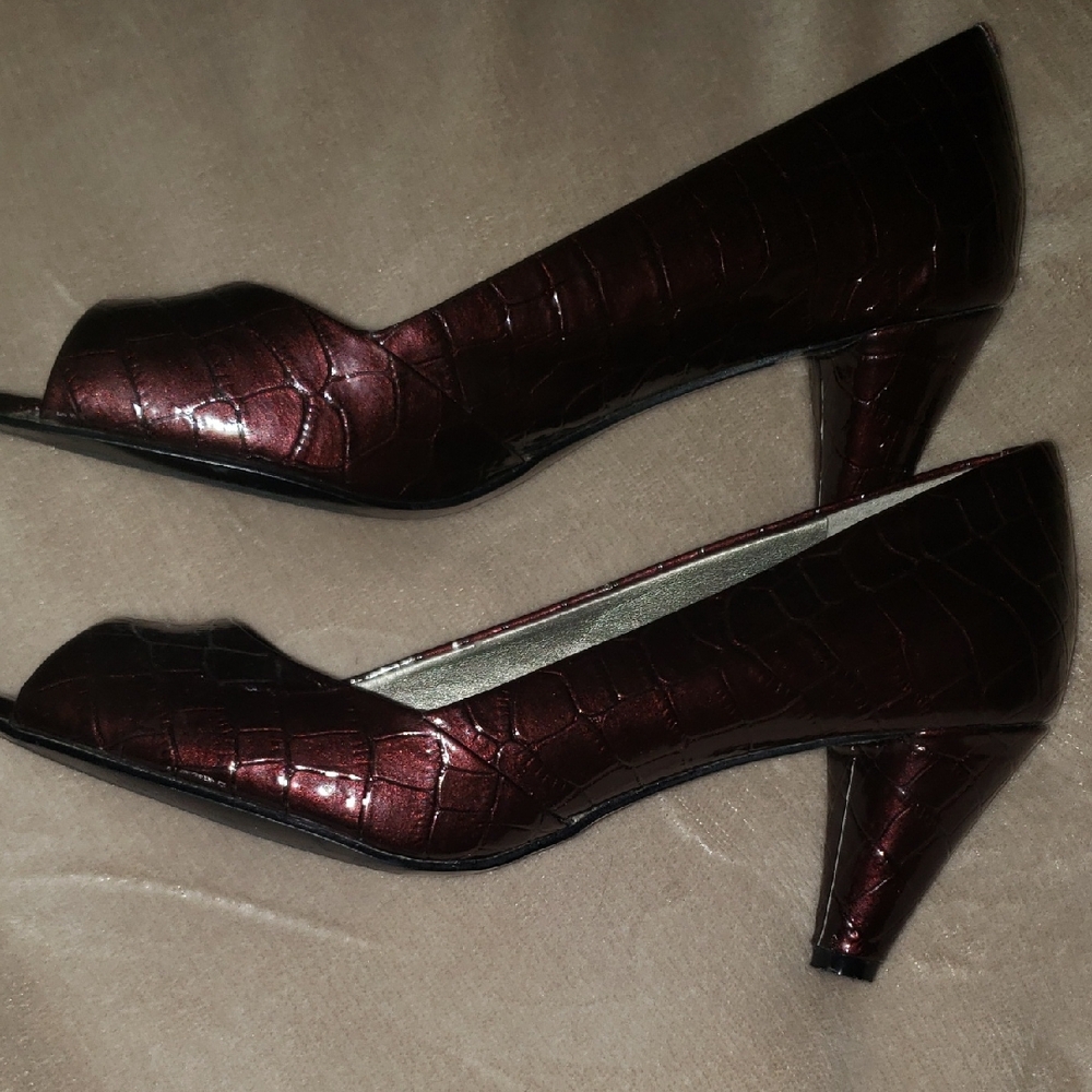 Burgundy Peep-Toe Heels Bandolino